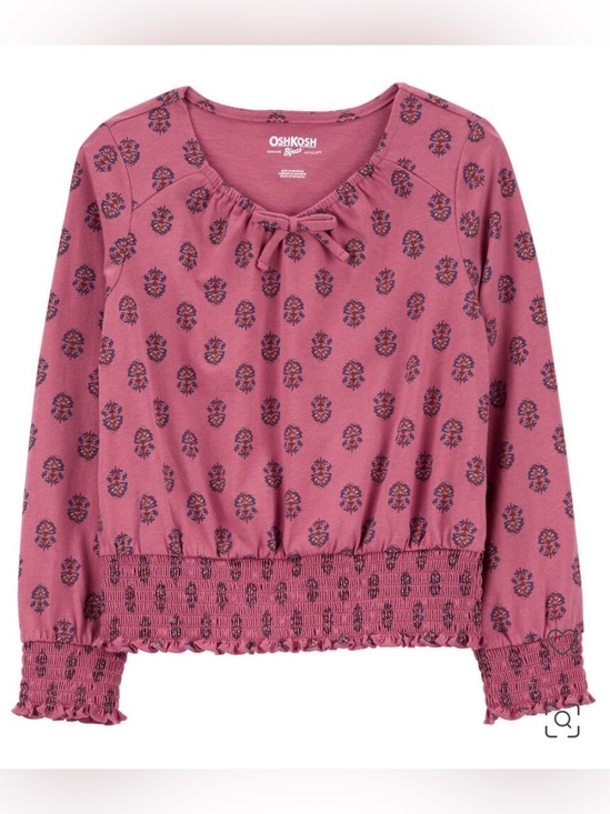 OshKosh B'gosh Other - OshKosh B’gosh Girls Pink Floral Smocked Long Sleeve Top Size 10 NWT